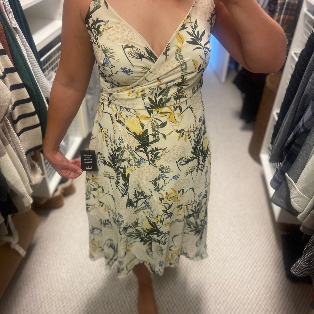 Lulus Wild Flowers Cream Floral Print Wrap Midi Dress